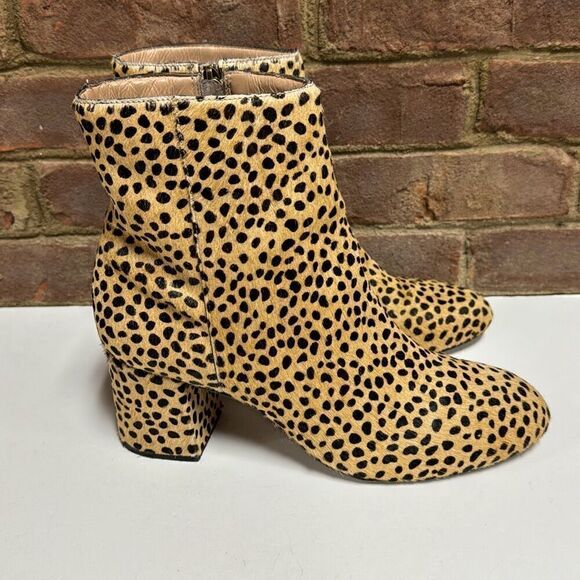 Able Cheetah Dot Celina Leather Skin Ankle Bootie Size 10 - Picture 2 of 10